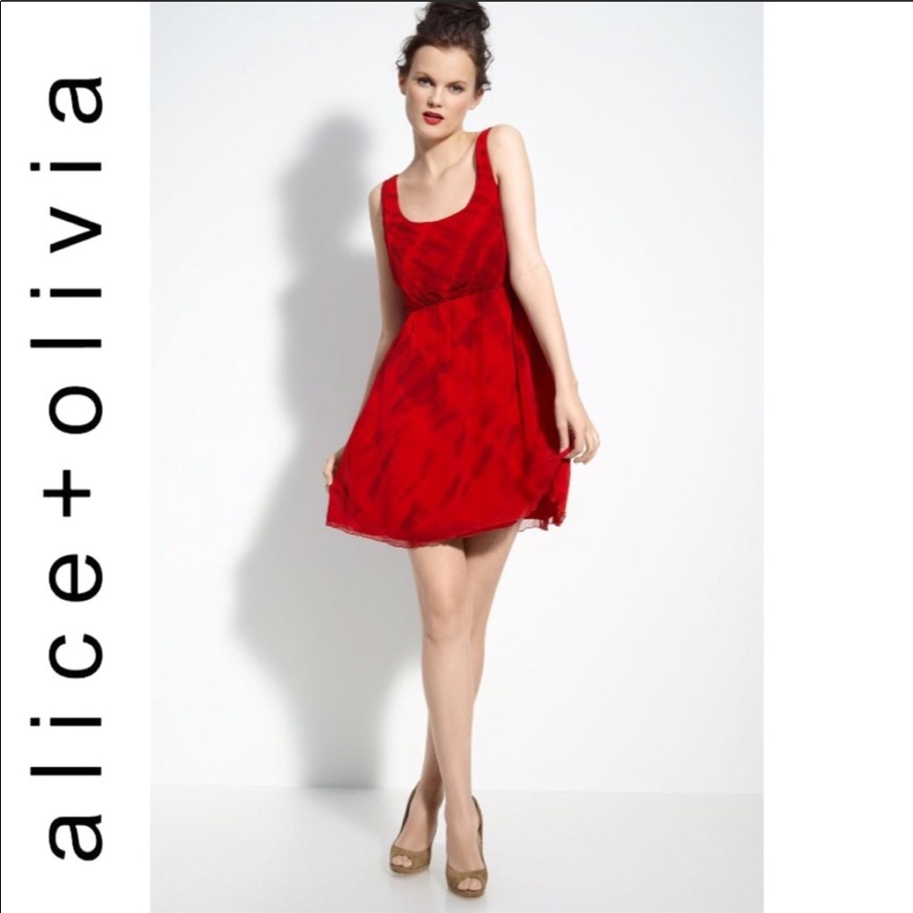 Alice + Olivia Red Cabella Dress - Small